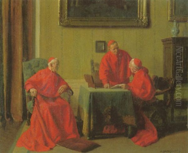 Kardinals-triumvirat In Einem Historischen Interieur - view 1