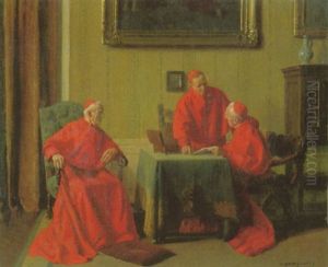 Kardinals-triumvirat In Einem Historischen Interieur