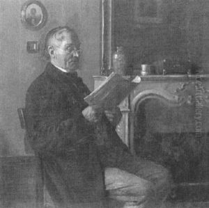 Lesender Am Kamin by Max Barascudts
