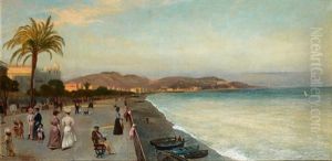Vue De La Promenade Des Anglais A Nice by Filippo Baratti