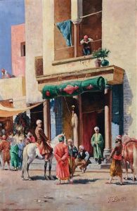 Scena Di Vita Orientale by Filippo Baratti