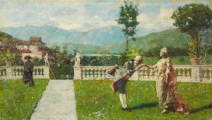 Courtship Scene In A Park by Giuseppe Barbaglia