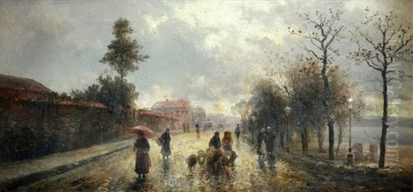 Figure And Sheep In The Street - view 1