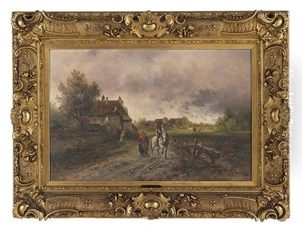Autumnal Village Scene With A Figure On Horseback - view 1