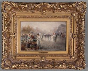 Flower Market At Bruxelles by Emil Barbarini