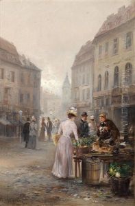 Market Scene by Emil Barbarini