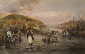 Hafenszene Mit Fischern by Emil Barbarini
