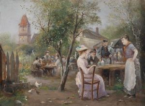 Besuch Beim Heurigen Im Perchtoldsdorf by Emil Barbarini