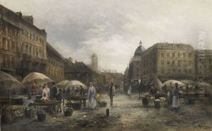 Markt Am Boulevard Montmartre by Emil Barbarini