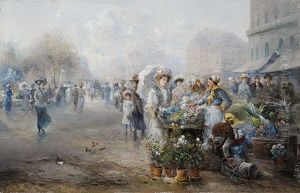 Blumenmarkt In Paris by Emil Barbarini