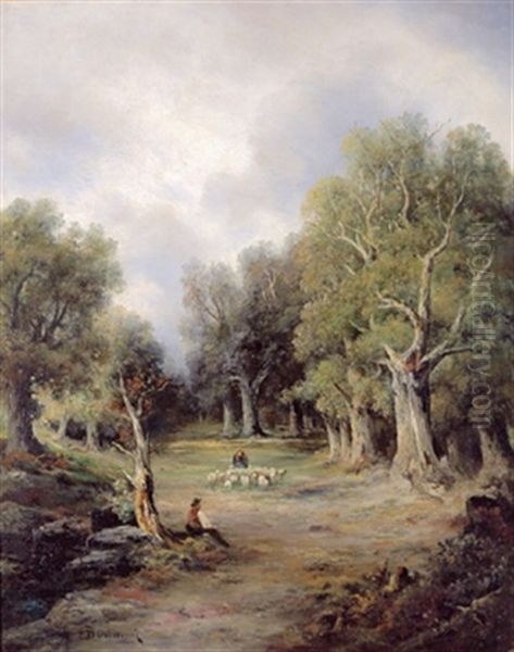Schafer Mit Seiner Herde Am Heimweg - view 1