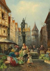 Gemusemarkt In Altem Stadtchen by Emil Barbarini