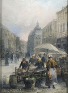 Ein Wiener Markt by Emil Barbarini