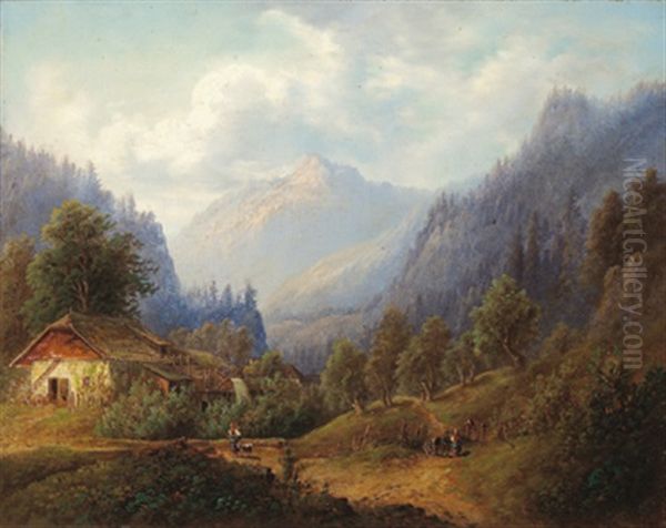 Gebirgslandschaft Mit Figurlicher Staffage - view 1