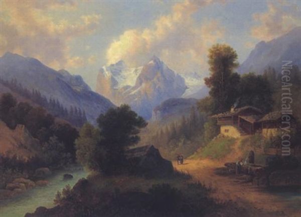 Gebirgige Landschaft Mit Figurlicher Staffage - view 1