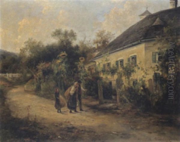 Landliche Dorfstrase Mit Figurlicher Staffage - view 1