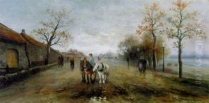 Breite Dorfstrase Im Herbst by Emil Barbarini