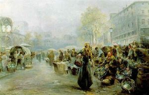 Gemusemarkt In Der Grosstadt by Emil Barbarini