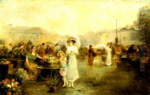 A Flower Market by Emil Barbarini