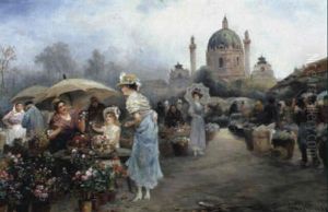 Blumenstandeln Am Naschmarkt by Emil Barbarini