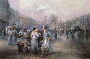 Blumenmarkt Auf Dem Karlsplatz Von Wien