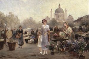 Die Blumenh,ndler Am Naschmarkt In Wien by Emil Barbarini