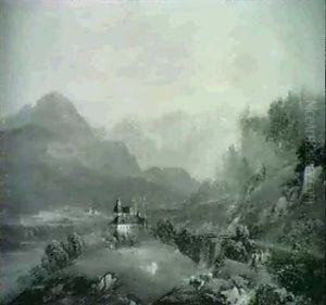 Schloss In Gebirgiger Landschaft by Emil Barbarini