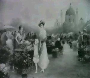 Auf Dem Wiener Blumenmarkt by Emil Barbarini