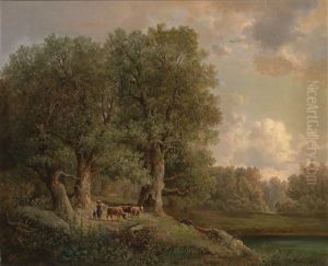 Hirtin Mit Kleiner Herde Am Heimweg