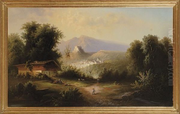 Blick Auf Eine Tiroler Stadt Mit Burg - view 1