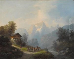 Blick Auf Das Breithorn Bei Lofer (+ Gebirgslandschaft Mit Burgl; Pairs)