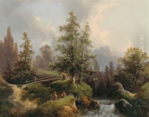 Gebirgslandschaft Mit Zwei Frauen