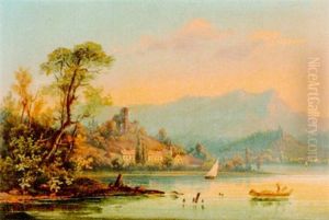 Abendliche Donaulandschaft Bei Durnstein In Der Wachau by Franz Barbarini