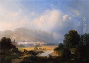 Heuernte Am Stadtrand Von Hallein Bei Salzburg