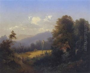 Heuernte Vor Dem Dorf by Franz Barbarini