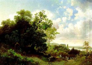 Blick Auf Schlos Weiteneck, Im Hintergrund Melk by Franz Barbarini