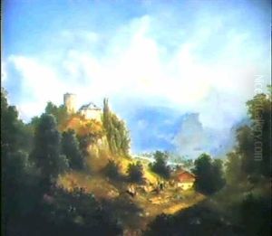 Landschaft Bei Salzburg Mit Blick Auf Die Feste Hohensalzburg by Franz Barbarini