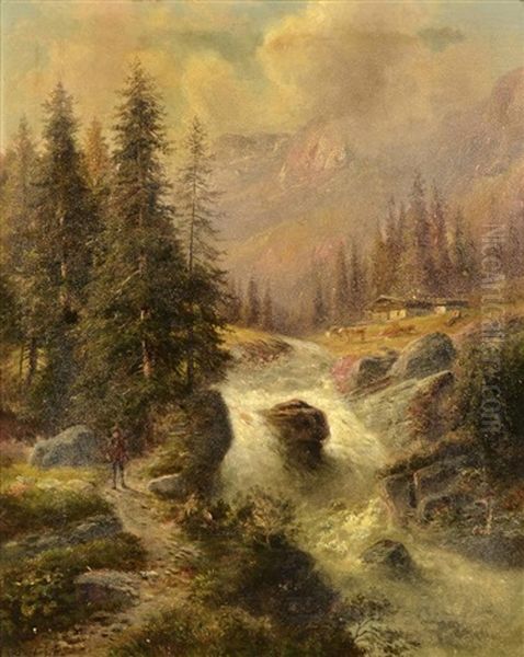 Mountain Landscape With A Huntsman - view 1