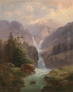 Gebirgslandschaft Mit Wasserfall