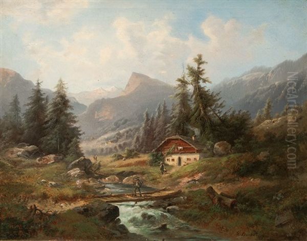 Mountain Landscape With Creek - view 1