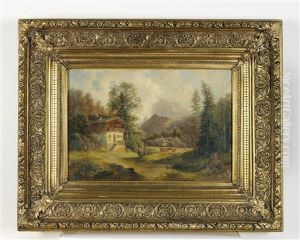 Almlandschaft Mit Figuraler Staffage by Gustav Barbarini