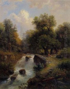 Rastender Wanderer Am Bach by Gustav Barbarini