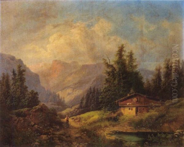 Gebirgslandschaft Mit Figurlicher Staffage - view 1