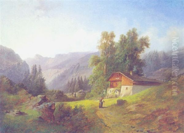 Gebirgslandschaft Mit Figurlicher Staffage - view 1
