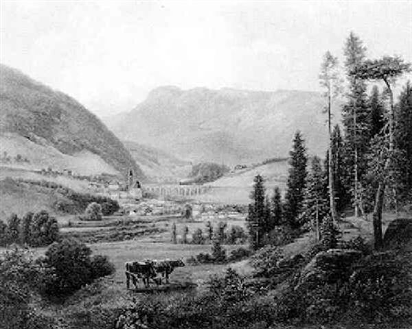 Payerbachertal Mit Sudbahn Viadukt Und Raxplateau - view 1