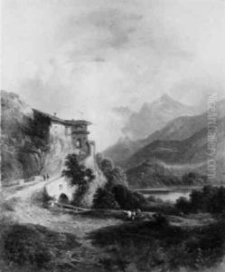 Dorf In Den Bergen by Gustav Barbarini
