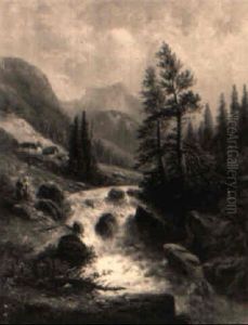 Begegnung Am Gebirgsbach by Gustav Barbarini