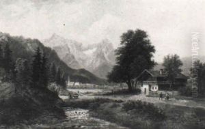Gebirgslandschaft (kirchberg In Aichfeld?) by Gustav Barbarini