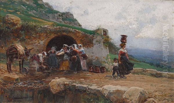 Bauerinnen Beim Wasserholen In Der Campagna - view 1