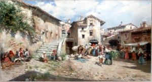 Market Scene by Mariano Barbasan Lagueruela